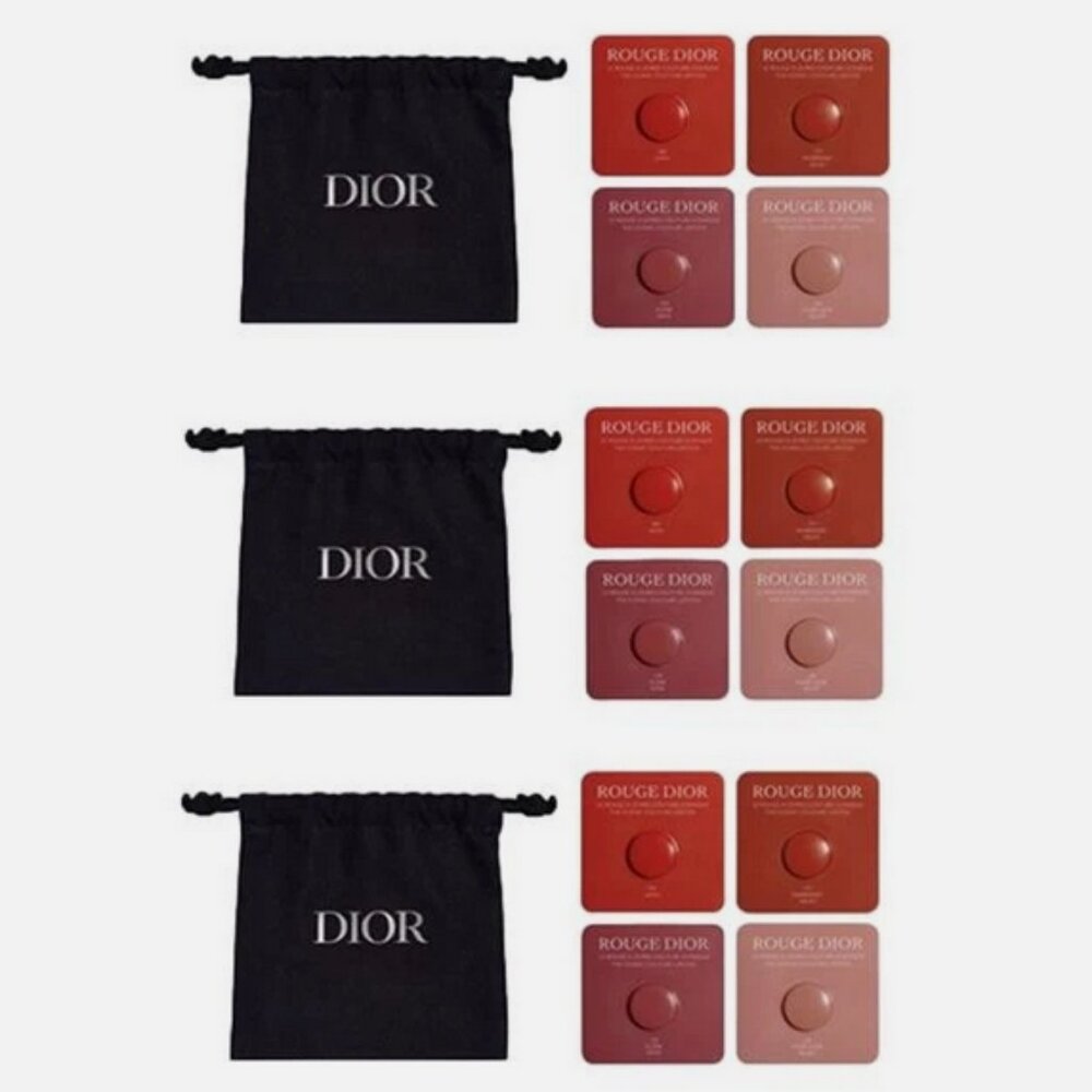 3 Sets Dior 4pc Rouge Iconic Couture Lipstick Sample 100 720 777 999 Iconic Bag